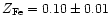 $Z_{\rm Fe} = 0.10 \pm 0.01$