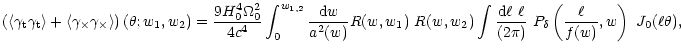 $\displaystyle \left( \left\langle \gamma_{\rm t}\gamma_{\rm t} \right\rangle +\...
...ell\over (2\pi)}~P_\delta\left( { \ell\over f(w)},w \right)~{J}_0(\ell\theta) ,$
