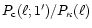 $P_{\rm c}(\ell;1')/ P_\kappa(\ell)$