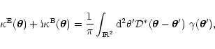 \begin{displaymath}%
\kappa^{\rm E}(\vec\theta)+{\rm i}\kappa^{\rm B}(\vec\theta...
...
{\cal D}^*({\vec\theta}-{\vec\theta'})~\gamma({\vec\theta'}),
\end{displaymath}