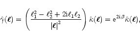 \begin{displaymath}%
\hat\gamma(\vec\ell)=\left( \ell_1^2-\ell_2^2+2{\rm i}\ell_...
...\kappa(\vec\ell)
={\rm e}^{2{\rm i}\beta}\hat\kappa(\vec\ell),
\end{displaymath}