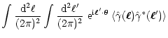 $\displaystyle \int{{\rm d}^2\ell\over (2\pi)^2}
\int{{\rm d}^2\ell'\over (2\pi)...
...c\theta}
\left\langle \hat\gamma(\vec\ell)\hat\gamma^*(\vec\ell') \right\rangle$