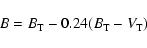 \begin{displaymath}B=B_{\rm T}-0.24(B_{\rm T}-V_{\rm T})\end{displaymath}