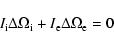 \begin{displaymath}%
I_{\rm i} \Delta\Omega_{\rm i} + I_{\rm e} \Delta\Omega_{\rm e} = 0
\end{displaymath}