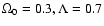 $\rm\Omega _{0}=0.3, \Lambda =0.7$