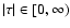 $\vert\tau\vert \in [0, \infty)$