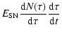 $\displaystyle E_{\rm SN} {{\rm d}N(\tau)\over {\rm d}\tau}{{\rm d}\tau \over {\rm d}t}$