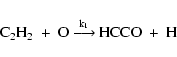 \begin{displaymath}%
\rm C_2H_2\ +\ O\ {\buildrel k_1 \over \longrightarrow}\ HCCO\ +\ H
\end{displaymath}