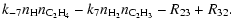 $\displaystyle k_{-7}n_{\rm H}n_{\rm C_2H_4}-k_7n_{\rm H_2}
n_{\rm C_2H_3}-R_{23}+R_{32}.$