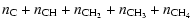 $\displaystyle n_{\rm C}+n_{\rm CH}+n_{\rm CH_2}+n_{\rm CH_3}+n_{\rm CH_4}$