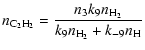 $\displaystyle n_{\rm C_2H_2}={n_3 k_9n_{\rm H_2}\over\displaystyle k_9n_{\rm H_2}+
k_{-9}n_{\rm H}}$