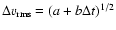 $\Delta v_{\rm rms}=(a+b\Delta t)^{1/2}$