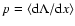 $p=\langle{\rm d}\Lambda/{\rm d}x\rangle$