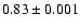 $0.83\pm0.001$