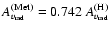 $A^{{\rm (Met)}}_{v_{\rm rad}}=0.742~ A^{{\rm (H)}}_{v_{\rm rad}}$