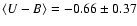 $\langle U-B
\rangle = -0.66\pm0.37$