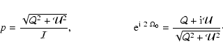 \begin{displaymath}\begin{array}{l}
{\displaystyle p = \frac{\sqrt{{\cal{Q}}^2+{...
...}{\cal{U}}}{\sqrt{{\cal{Q}}^2+{\cal{U}}^2} } }\cdot
\end{array}\end{displaymath}