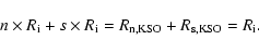 \begin{displaymath}n \times R_{\rm i} + s \times R_{\rm i} = R_{{\rm n} {\rm , KSO}} + R_{{\rm s}{\rm , KSO}} = R_{\rm i} .
\end{displaymath}