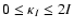 $0 \leq \kappa_{I} \leq 2I$