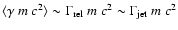 $\langle \gamma~m~c^2 \rangle \sim \Gamma_{\rm rel}~m~c^2 \sim
\Gamma_{\rm jet}~m~c^2$