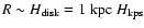 $R \sim H_{\rm disk} = 1~{\rm kpc}~H_{\rm kps}$