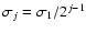 $\sigma_j= \sigma_1 /
2^{j-1}$