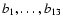 $b_1,\dots,b_{13}$