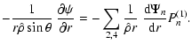 $\displaystyle - {1\over r \hat \rho \sin\theta} \ {\partial \psi \over
\partial...
...\limits_{2,4} {1\over \hat \rho r} \ {{\rm d}\Psi_n
\over {\rm d}r} P_n^{(1)} .$