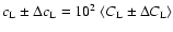 $c_{{\rm L}}\pm\Delta c_{{\rm L}}=
10^{2}~\langle C_{{\rm L}}\pm\Delta C_{{\rm L}}\rangle $
