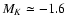 $M_{{K}}\simeq -1.6$