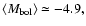 $\left<M_{\rm {bol}}\right>\simeq -4.9,$