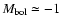 $M_{\rm {bol}}\simeq -1$