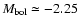 $M_{\rm {bol}}\simeq-2.25$