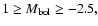 $1\ge M_{\rm {bol}}\ge -2.5,$