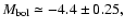 $M_{\rm {bol}}\simeq-4.4\pm0.25,$