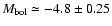 $M_{\rm {bol}}\simeq-4.8\pm0.25$