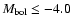 $M_{\rm {bol}}\le -4.0$