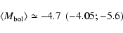 \begin{displaymath}\left<M_{\rm {bol}}\right>\simeq -4.7~\left(-4.05; -5.6\right)
\end{displaymath}