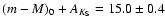 $(m-M)_0+A_{K_{\rm S}}=15.0\pm0.4$