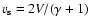 $v_{\rm s} = 2 V/(\gamma
+ 1)$