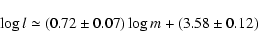 \begin{displaymath}%
\log l \simeq \left(0.72\pm0.07\right)\log m +\left(3.58\pm0.12\right)
\end{displaymath}