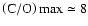 $\left({\rm C/O}\right)\rm {max}\simeq8$
