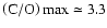$\left({\rm C/O}\right)\rm {max}\simeq3.3$