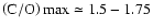 $\left({\rm C/O}\right)\rm {max}\simeq1.5-1.75$