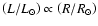 $\left(L/L_{\odot}\right)\propto \left(R/R_{\odot}\right)$