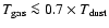 $T_{{\rm gas}} \la0.7\times T_{\rm dust}$