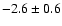 $-2.6\pm0.6$