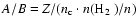 $A/B=Z/(\ensuremath{n_{\rm c}}\cdot{}n(\mbox{H$_2$ })/n)$