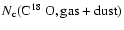 $\ensuremath{N_{\rm c}} (\ensuremath{\mbox{C$\ensuremath{\:\!}^{18}\ensuremath{\!\;\!}$ O},{\rm gas+dust}} )$
