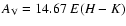 $\ensuremath{A_{\rm V}} =14.67~E(H-K)$